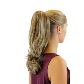 WIG ME UP XF-6175-18H613 Haarteil/Zopf glatt, mit geschwungenen Spitzen halblang (40 cm) Butterfly/Schmetterlings-Klammer Blond-Mix