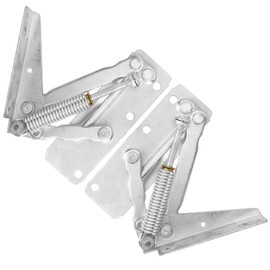1 Pair Left + Right Nickel Plated Metal Folding Hinge with Locking and 240N Automatic Swivelling for Kitchen Furniture Lid Support