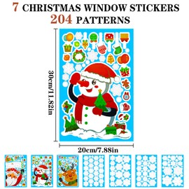 ZORRA 198PCS Christmas Window Stickers, Double Sides Christmas Stickers Snowflake Window Stickers, Christmas Window Stickers Reusable Xmas Window Stickers for Christmas Window Decorations Party Decor