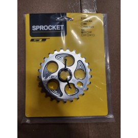 GT Overdrive 25t Silver BMX Sprocket 6061 Aluminum 19mm Adapter Included