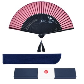 Ganve Men's Folding Fan, Made in Japan, Durable, Tassels Included, Bag Included, Gift Box, Popular, Stylish, Luxury Silk Fan, 8.3 inches (21 cm), Lightweight, Gentleman Fan, Women's, Gift, Father's