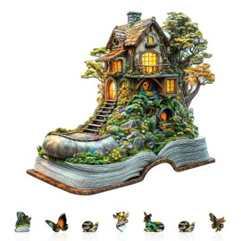 Wooden Puzzles for Adults, Treehouse Dream Wooden Jigsaw Puzzle for Adults, Wood Puzzles Adult, Unique Shape Puzzle, Fun Gifts for Friends & Family, Home Decor(L -13.4 * 13in-195 pcs)