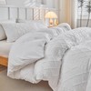 BESTDESIL Chic Tufted Duvet Cover Set King Size, Striped Textured