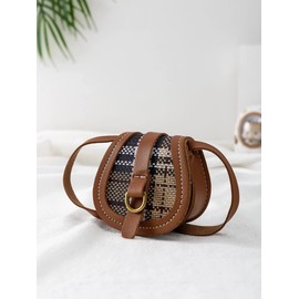 Missia Luxury Shoulder Bag, Saddlebag, Pochette, Crossbody Bag, Plaid Pattern, Flap, Girls, Kids, Plaid, PU Leather, Color2