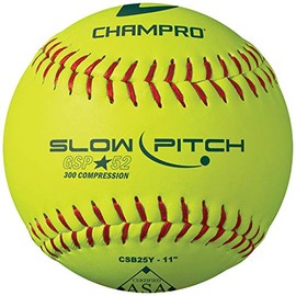 CHAMPRO ASA 11" Slow Pitch Softballs with Durahide Cover and .52 COR, 12 Pack