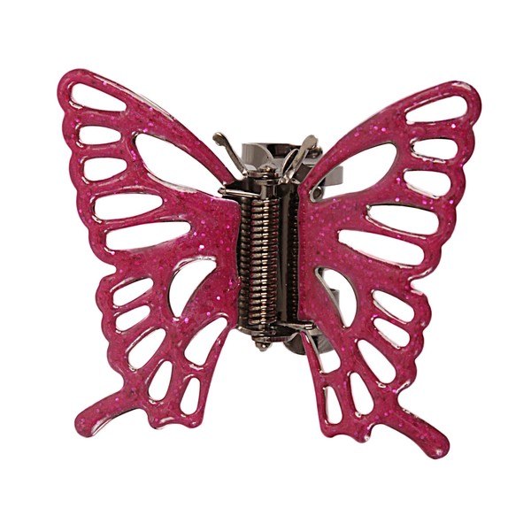 Caravan Hand Decorated Metal Claw Pink Butterfly Enamel