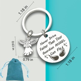 ZYSSXNDM New Driver Key Ring Gift Sweet Guardian Angel Keychain Never Drive Faster Than Your Angel Can Fly Keychain Charm for Women Girls Boys