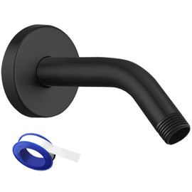 Voolan Brazo de Ducha con Brida y Cinta de Teflon, Brazo de Extensión para Ducha de Baño, Acero Inoxidable, Montaje en Pared (20cm, Negro)