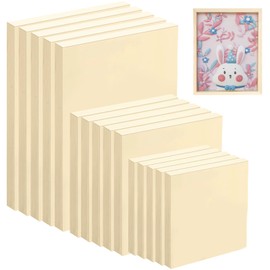 15 Pack Unfinished Wood Canvas Boards, Blank Wooden Panel Boards, Wood Paint Pouring Panels for Painting Drawing Home Decor DIY Crafts (3 Sizes)