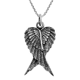 AeraVida Beautiful Heavenly Folded Angel Wings .925 Sterling Silver Necklace | Sterling Silver Necklace for Women | Long Necklaces for Women