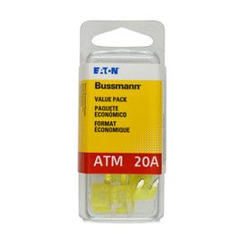 Bussmann (VP/ATM-20-RP) Yellow 20 Amp Fast Acting ATM Mini Fuse, (Pack of 25)