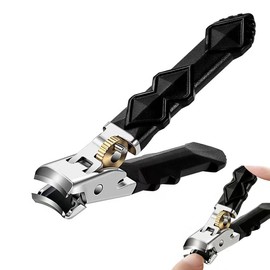 DACAIFH Long Handle Nail Clippers, Black Anti-Slip Grip, Large Opening Design, High Hardness, Stainless Steel Material, Straight Edge, Splatterproof, Labor-saving Nail Care Tool, Durable, For Elderly