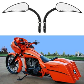 goodfitment M8 M10 Black Motorcycle Mirrors,2Pcs Universal Water Drop Shape Rear view Side Mirrors Compatible with Harley Street Glide Softail Sportster and More