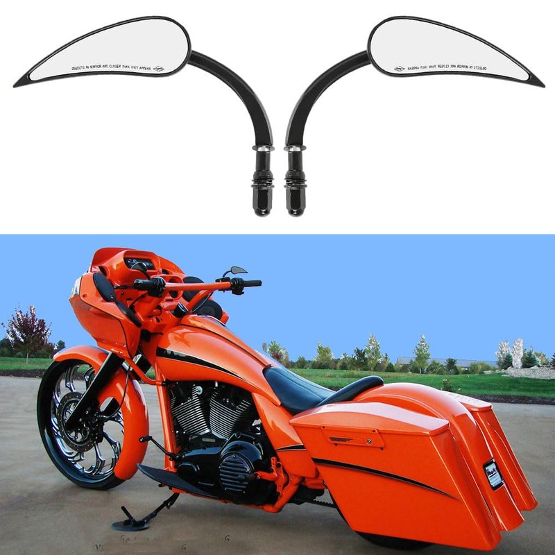 goodfitment M8 M10 Black Motorcycle Mirrors,2Pcs Universal Water Drop Shape