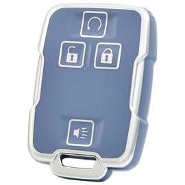 YALNORVA for GMC Key Fob Cover, Key Fob Case Cover Fits for Chevy ColoradoSilverado 1500 2500HD 3500HD Suburban Tahoe GMC Canyon Sierra Denali Car Accessories Smart Key Holder,Silver Blue