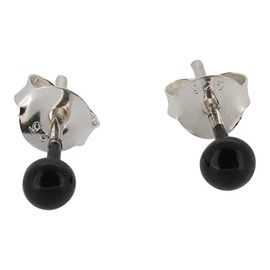 Touch Jewellery 925 Sterling Silver Ball Stud with Black Enamel 3mm