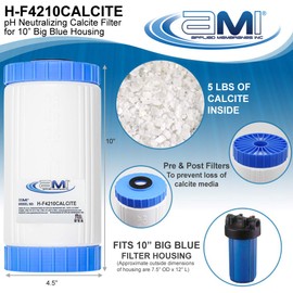 APPLIED MEMBRANES INC pH Neutralization Water Filter Cartridge | Calcite Filter to Raise Alkalinity of Low pH Water | Standard 4.5" x 10" Size fits 10 Inch Filter Housing | H-F4210CALCITE (4.5x10))