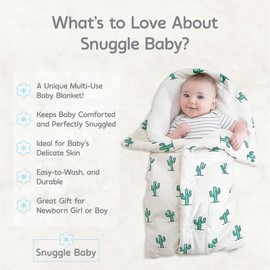 Snuggle Baby The Swaddle Blanket - Green Cactus - Sleep Swaddle Blankets For Baby Boy & Girl - Infant Sleep Sack 0-3 Months - Newborn Wrap - Newborn Essentials For Baby