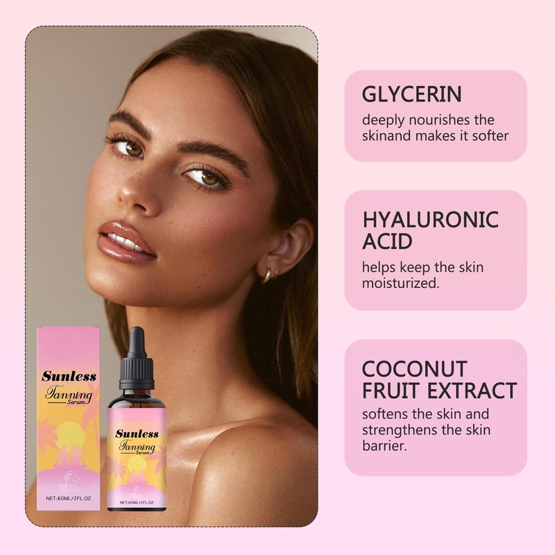 Tanning Drops,60ml Sunless Tanning Drops,Natural Ingredients,Moisturizing,Can Show Young Bronze Skin