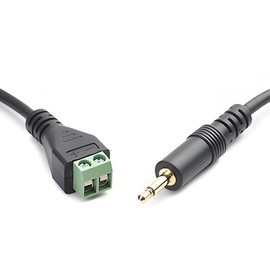 Halokny 3.5mm Terminal Block Cable, Gold Plated 1/8 Inch 2 Pole TS Stereo Male to AV 2Pin Solderless Screw Terminal Balun Speaker Headphone Converter Audio Adapter Cord 30cm/11.8inch (3.5mm TS)