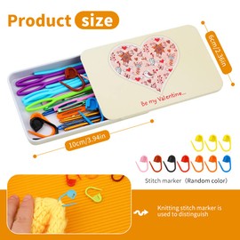 FTEVEN 36pcs Big Eye Blunt Needles, Plastic Big Eye Needles, Yarn Needles, Big Eye Bent Tapestry Needles with Colorful Plastic Knitting Stitch Markers for Knitting Crochet Sewing