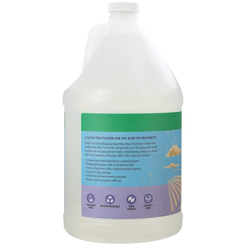 Ginger Lily Farms Botanicals Plant-Based Liquid Dish Soap, Concentrated Formula