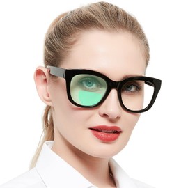 AEZUNI Oversized Bifocal Reading Glasses Women Big Frame Blue Light Readers 1.0 1.25 1.5 1.75 2.0 2.25 2.5 2.75 3.0 3.5 (Black,2.25)