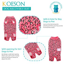 KOESON Dog Recovery Suit Female, Professional Dog Onesie for Surgery, Pet Recovery Body Suits for Female Spay & Male Abdominal Wounds Care, Soft & Breathable Surgery Suit for Large Dogs, XL