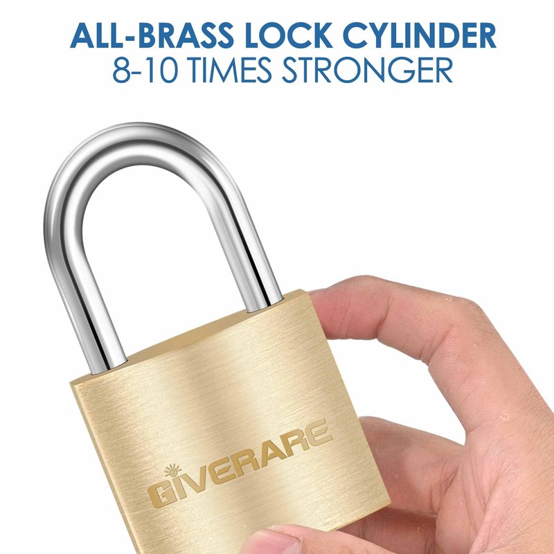 4 Pack Keyed Locks with Keys, Solid Brass Copper Travel