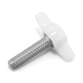 1/4"-20 x 1 Thumb Screw Stainless Steel - White Tee Wing Plastic Knob - Standard/Coarse Thread Thumbscrew - Length: 1.000" - Proudly Built in USA - Package of (10)