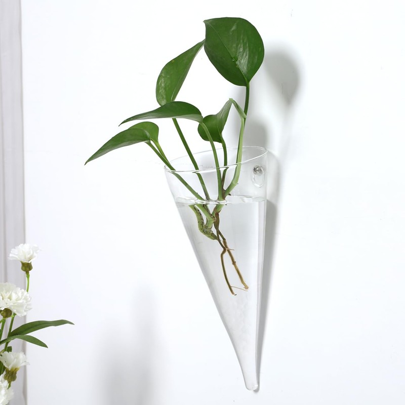Yardwe Hanging Vase Clear Wall Planter Succulent Pot for Home