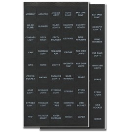 BUNKER INDUST Set of 2 Decal Sticker Label Sheet for Caravan Marine Boat Dash Board Instrument Rocker Switch Circuit Panel GPS Horn Light,Black(45 Pcs Each)
