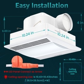 FASDUNT Bathroom Exhaust Fan with Light - Ultra Quiet 1.0 Sones, 110 CFM Bathroom Ceiling Vent Fan with LED Light Combo, Fits for Home Bath Office Hotel, Easy Installation
