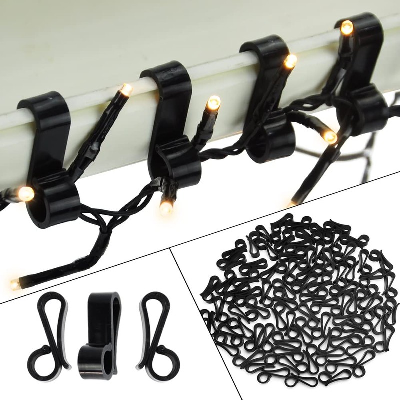 Vikdio 60 Pcs Black Gutter Hooks for Hanging Christmas Lights,