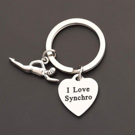 CHOORO Synchronized Swimming Gift Keychain I Love Synchro Gifts for Synchronized Swimmers/Swim Teams (I Love Synchro)