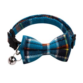 Cat Collar with Bell and Removable Bow Tie Adjustable Cat Collars Soft Kitten Collar Breakaway Cat Collar for Small Dogs and Cats Neck 7.1"-11" (Blue)