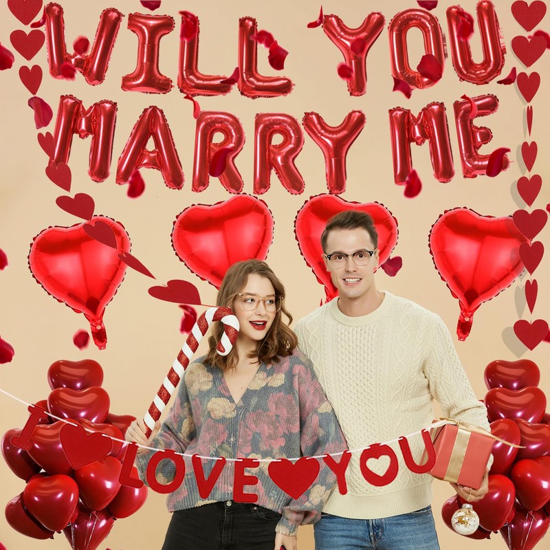 Will You Marry Me Balloons - 545 Pcs Red Letter