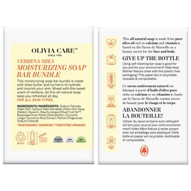 Olivia Care Moisturizing Bar Soap Pack by 100% Natural & Organic Infused with Verbena, Shea Butter & Turmeric Deep Clean, Refreshing, Moisturizing & Hydrating Verbena Shea (Pack of 3)
