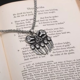 Norse American Viking Viking Bear Paw Trinity Knot Berserker Stainless Steel Pendant Necklace