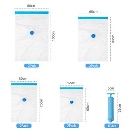 Vacuum Bags Pack of 8, 2 Jumbo 100 x 80 cm, 2 Large 80 x 60 cm, 2 Medium 80 x 60 cm, 2 Small 60 x 40 cm Storage Bags, Travel Vacuum Reusable Clothes Bags for Clothes, Duvets, Bed Linen, Pillows