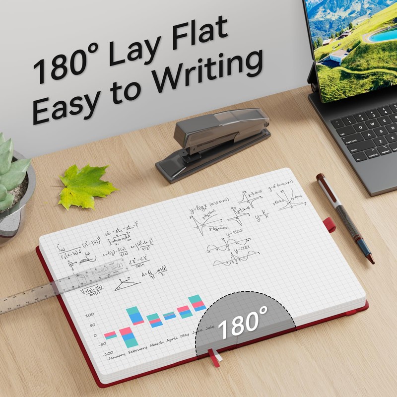 NORDUN Graph Notebook A5 Thick Journal,360 Pages Squared Notebooks for