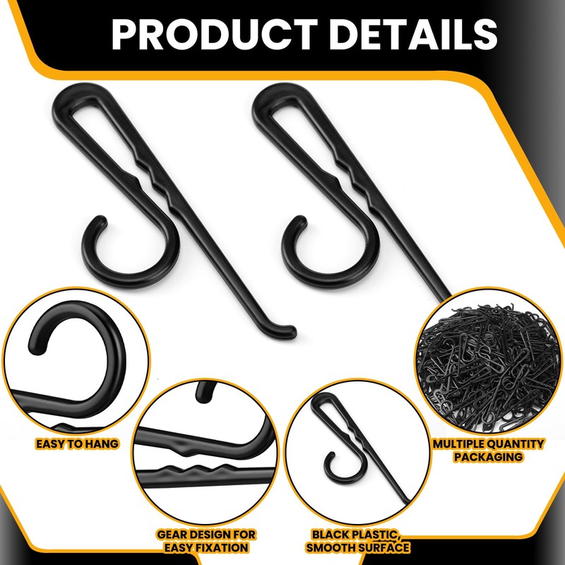 DoubleFill 200 Pcs Plastic Sock Hangers, Long Non Slip Sock