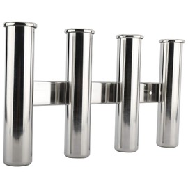 YaeMarine Fishing Rod Holder 316 Stainless Steel Fishing Rod Rack 3Tube/4Tube/5Tube/6Tube Mirror Finish for Marine Boat Yacht Camper (4 Tube)