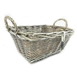 topfurnishing Neutral Oak Shabby Chic Wicker Kitchen Fruit Storage Baskets Xmas Hamper Basket[Rectangular,Neutral,Small (R) 29x18x15cm]