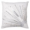 A&B Home 18-Inch Nina Silver Beaded Pillow, White, Black