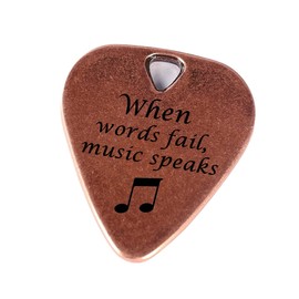 JUPPE Guitar Picks & Bass Picks, Copper Electric Guitar Pick Musician Gift For Guitarist When Words Fail Music Speaks Acoustic Guitar Accessories Gifts (Copper When Words Fail Music Speaks)