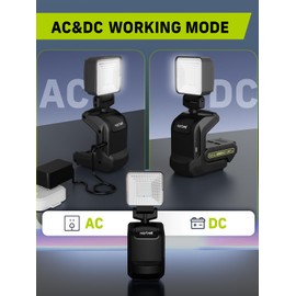 Narbell Rechargeable LED Work Light on Stand, Portable Work Lights with Telescopic Tripod Stand, 3000LM, 2Ah Battery, Dimmable Cordless Work Lights for Bench Garage Workshop Camping Construction