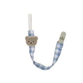 Baby Pacifier Clip Bear Pacifier Holder Boys Girls Toy Holder Plaid Cotton Unisex Gingham Baby (Blue Gray)