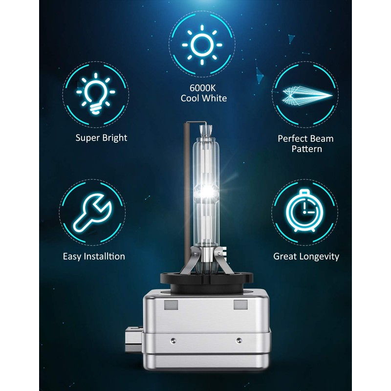 Nilight D3S HID Bulb, 6000K Diamond White D3S HID Headlight