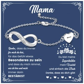 CheersLife Mother's Day Gifts for Mum, Mother's Day Gift Jewellery, Infinity Women's Bracelet Silver, Best Mum Gift, Mother Daughter Son Bracelet Birthday Christmas Mother's Day Gift for Mum, Silver